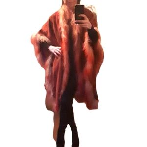 Designer wool and fur cape